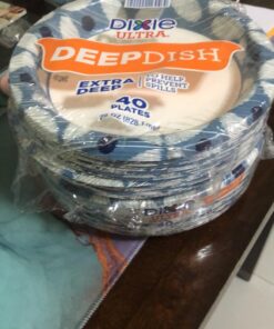 Dixie Ultra Deep Dish Paper Plates, 9 9/16 inch Dinner Size Printed Disposable Plates, 40 Count (1 Pack of 40 Plates) 15 71r6VW19 VL