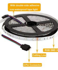 SUPERNIGHT LED Strip Light, 2835 SMD RGB Multi-Color Changing Lights, 16.4ft 300 LEDs Rope with IR Remote Controller, 12V Power Supply for Bedroom, TV-Back Lighting, Halloween, Christmas 2835RGB 24Keys 48 71r6mIboIjL