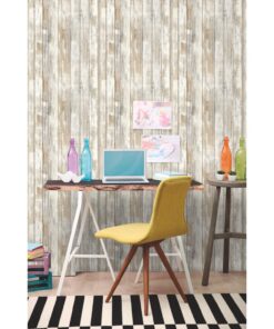 RoomMates RMK9050WP White Distressed Wood Peel and Stick Wallpaper Rustic Wood 42 71r7o55dEL