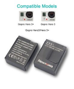 Newmowa AHDBT-302 1300mAh Replacement Battery (2-Pack) and Rapid 3-Channel Charger for GoPro Hero 3, GoPro Hero 3+, AHDBT-301, AHDBT-302 21 71r8fg3eOQL