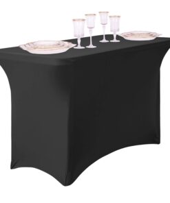 LinenTablecloth 6 ft. Rectangular Stretch Tablecloth Black 14 71r8hQ1Pb4L