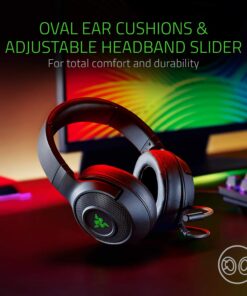 Razer Kraken X USB Ultralight Gaming Headset: 7.1 Surround Sound - Lightweight Frame - Green Logo Lighting - Integrated Audio Controls - Bendable Cardioid Microphone - for PC - Classic Black Green Lighting Only 29 71r94pJdRjL