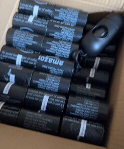 Amazon Basics Standard Dog Poop Bags with Dispenser and Leash Clip, Unscented, 900 Count, 60 Pack of 15, Black, 13 Inch x 9 Inch 15 Count (Pack of 60) 24 71r951lCnzL