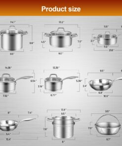 Duxtop Professional Stainless Steel Pots and Pans Set, 17PC Induction Cookware Set, Impact-bonded Technology 33 71r9SkKr4QL