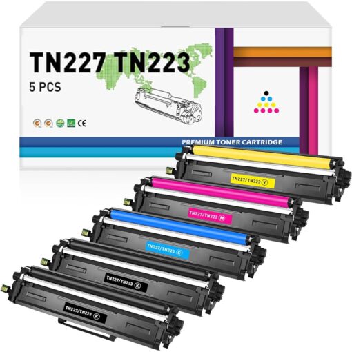 MasaiMara Compatible Toner Cartridge Replacement for Brother TN227 TN-227 TN223 TN227BK MFC-L3750CDW MFC-L3710CW HL-L3290CDW HL-L3210CW HL-L3230CDW MFC-L3770CDW Printer (High Yield 5-PK)