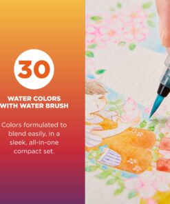 Alternative view of SAKURA Koi Pocket Field Sketch Kit - Watercolor Sets for Painting On the Go - 30 Colors - 1 Water Brush - 1 Sponge - 1 Mixing Palette Watercolors