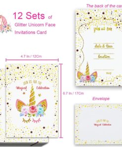 T-Antrix 24 Pcs Unicorn Invitations with 24 Envelopes, Double Sided Rainbow Glitter Unicorn Birthday Party Invitation Cards for Kids Birthday Baby Shower Unicorn Party Supplies 30 71rAq6H3rdL