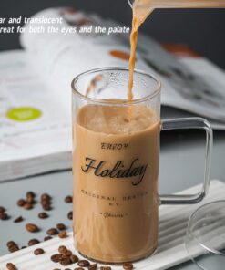 Naroote Letter Pattern Clear Glass Tea Cup Gift Coffee Cup 700ml with Lid for Water (holiday) holiday 13 71rB7TSgcUL