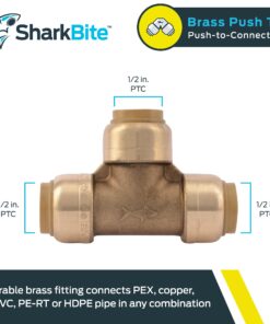 SharkBite 1/2 Inch Tee, Push to Connect Brass Plumbing Fitting, PEX Pipe, Copper, CPVC, PE-RT, HDPE, U362LFA 1/2 in. 1/2 in. 7 71rB9ylMkHL