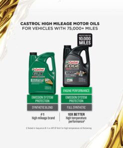 Castrol GTX High Mileage 5W-20 Synthetic Blend Motor Oil, 5 Quarts, Pack of 3 5 Quart - 3 Pack High Mileage Synthetic 14 71rBCfsHRRL