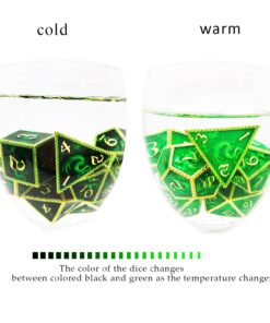 HAOMEJA Color Changing Temperature Metal Dragons DND dice Set D&D dice Set Role Playing Dice Apply to Dungeons and Dragons Black Transition Green W Black Green 10 71rBSc41 tL