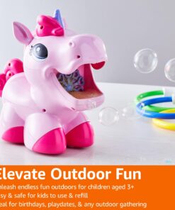 Amazon Basics Kids Outdoor Automatic Unicorn Bubble Blowing Machine With Solution, Gift for Age 3Y+, Pink 21 71rC1Cxu kL