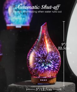 Porseme Essential Oil Diffuser 3D Firework Glass Aromatherapy Ultrasonic Humidifier Rose Gold, Auto Shut-Off, Timer Setting, BPA Free, Aroma Decoration for Home, Office, Gym, Spa, Premium Gift 100ml C2-100ml Rose Gold Afantty 17 71rCpM1QfL