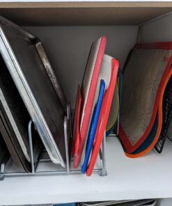 2 Pack - SimpleHouseware Kitchen Cabinet Pantry and Bakeware Organizer Rack Holder, Silver Sliver 29 71rDVJyWXTL