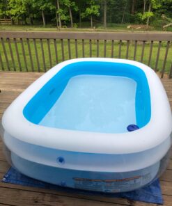 Intex 56483EP Inflatable 8.5' x 5.75' Swim Center Family Pool for 2-3 Kids, Backyard Splash Pool for Children 6+ Years Old, 198-Gallons, Blue & White Family Swim Center 52 71rDqiwjatL 1