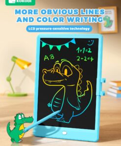KOKODI LCD Writing Tablet, 10 Inch Colorful Toddler Doodle Board Drawing Tablet, Erasable Reusable Electronic Drawing Pads, Educational and Learning Toy for 3-6 Years Old Boy and Girls Blue 10in 18 71rE9FdKxL