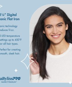 BaBylissPRO Nano Titanium Ionic Flat Iron Hair Straightener, Hair Straightener Iron for Professional Salon Results and All Hair Types 1-1/4 Inch 32 71rEDJ2HPML