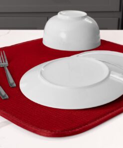 S&T INC. Dish Drying Mat for Kitchen, Absorbent, Reversible Microfiber Dish Mat, 16 Inch x 18 Inch, Red 408601 16 71rEKbWd0 L 1