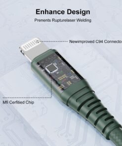 4 Pack 3ft iPhone Charger Apple MFi Certified, Apple Lightning to USB Cable 3 Feet, High Fast/Data Sync Apple Charging Cable Cord 3 Foot for iPhone 13/12Mini/11 Pro/11 Pro Max/XS/XR/8/7/6s/6/5S,iPad 4PACK-Texture-Dark Green 8 71rFdXkGBUL