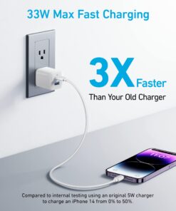 Alternative view of USB C Charger 33W, Anker 323 Charger, 2 Port Compact Charger with Foldable Plug for iPhone 15/15 Plus/15 Pro/15 Pro Max/14/13, Pixel, Galaxy, iPad/iPad Mini and More (Cable Not Included) - White