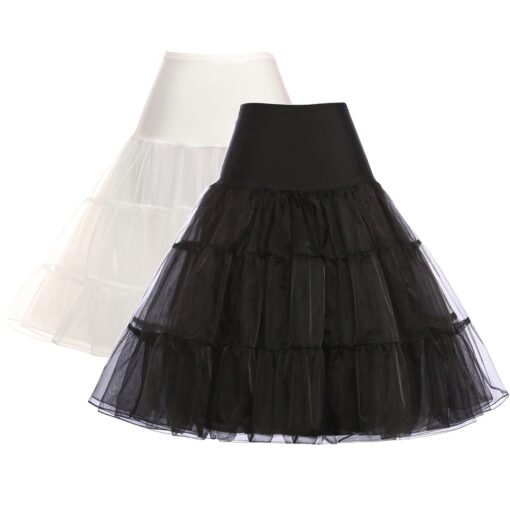 GRACE KARIN Women's 50s Petticoat Skirts Tutu Crinoline Slips Underskirts CL008922 X-Large 2-pack（black+ivory）