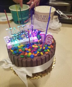 Dazzling Flashing Happy Birthday Cake Decoration - 3.25" x 4.75" (1 Count) - Perfect Celebration Centerpiece 39 71rHGaM7 wL