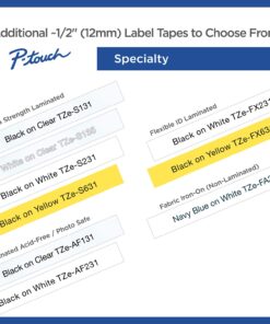 Brother Genuine P-Touch, TZe-231 2 Pack Tape (TZE2312PK) ½”(0.47”) x 26.2 ft. (8m) 2-Pack Laminated P-Touch Tape, Black on White Pack of 2 24 71rHVHlqvgL