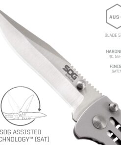 SOG SlimJim Folding Pocket Knife- SOG Assisted Technology w/ Tactile Bumps and Cutout Aid, Reversible Carry Clip, AUS-8 Stainless Steel Body (SJ31-CP), One Size, Hardcase Black 17 71rIb2uku9L