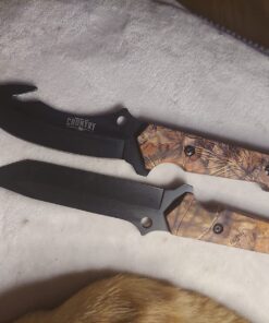 Mossy Oak Fixed Blade Hunting Knife Set - 2 Piece, Full Tang Handle Straight Edge and Gut Hook Blades Game Processing Knife, Sheath Included 39 71rJPuZhogL
