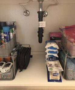 Sorbus 2 Tier Under The Sink Organizer Baskets with Mesh Sliding Drawers —Ideal for Cabinet, Countertop, Pantry, and Desktop, for Bathroom, Kitchen, Office, etc.—Made of Steel (Silver) Silver 22 71rL3AvL JL