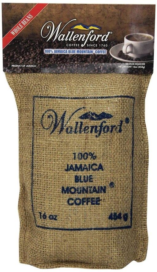 Wallenford's Roasted Whole Bean 100% Jamaica Blue Mountain Coffee - Authentic Jamaican Blue Mountain Coffee Beans, Blue Mountain Coffee from Jamaica - 16oz Original 1 Pound (Pack of 1)