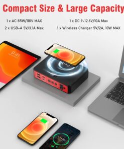 Alternative view of Portable Power Bank with AC Outlet, 83Wh/22500mAh 110V/85W Portable Laptop Charger Battery Bank, External Battery Pack Power Supply for Home Emergency Outage, Outdoor Camping RV Trip Adventure Red