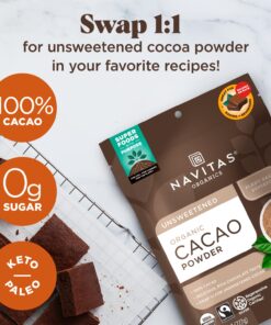 Alternative view of Navitas Organics Cacao Powder, Regenerative Organic Certified, Non-GMO, Fair Trade, Gluten-Free, 8oz. Bag, 15 Servings 8 Ounce (Pack of 1)