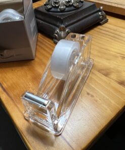 2-Piece Acrylic Tape Dispenser Desk Set - Durable, Stylish, and Versatile for Home, Office, or School - Fits Standard, Large, and Extra Large Tape Rolls - Desktop Convenience for Easy Organizing transparent 49 71rPzd96vcL