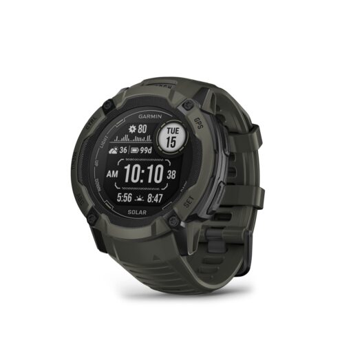 Garmin Instinct 2X Solar, Rugged GPS Smartwatch, Built-in Flashlight, Solar Charging Capability, Multi-Band GNSS, Moss Standard