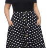 BEDOAR Women's Short Sleeve Colorblock Button Down Knee-Length Flared A-Line Casual Plus Size Dress with Pockets 20 Plus Black+dot 29 71rR6r9ARjL