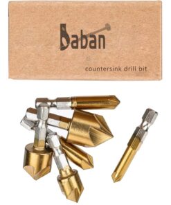 Baban Countersink Drill Bit,Countersink Drill Bit Set 6 Pcs 1/4'' Hex Shank HSS 5 Flute Countersink 90 Degree Center Punch Tool Sets for Wood Quick Change Bit 6mm-19mm 30 71rRP XPgrL