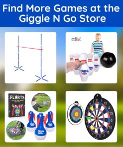 Giggle N Go Yard Games for Adults and Kids - Outdoor Polish Horseshoes Game Set for Backyard and Lawn with Frisbee, Bottle Stands, Poles and Storage Bag 26 71rSRiImtKS