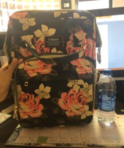 Srotek Diaper Bag Backpack Floral Baby Bag Water-Resistant Baby Nappy Bag with Insulated Water Bottle Bag/Changing Pad for Women/Girls/Mum (Flower Pattern) 55 71rSoqgArRL