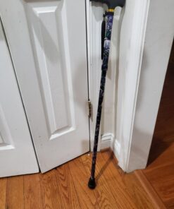 LIXIANG Walking Cane, 5-Level Folding Walking Cane for Men Women Lightweight Adjustable Portable Hand Walking Stick - Balancing Mobility Aid - Sleek Comfortable T Handles (APurple Floral Printing) Violet Print 25 71rTa3Ae4pL