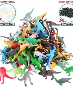 82 Piece Mini Dinosaur Toy Set for Dino Party Favor Supplies Birthday Cupcake Toppers - Assorted Vinyl Plastic Figure Toys for Kids Toddler Pinata Filler School Carnival Prize Bulk Goodie Bag Stuffers 27 71rTjS8BcUL