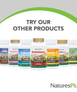 NaturesPlus Animal Parade Children's Chewable Multivitamin - Grape Flavor - 180 Animal-Shaped Tablets - Promotes Health & Well-Being - Vegetarian, Gluten Free - 90 Servings 180 Count (Pack of 1) 17 71rTjlLs8UL