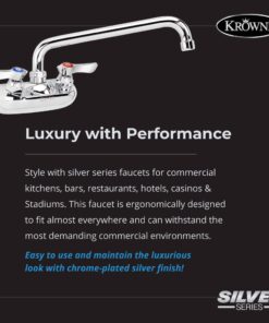 Alternative view of Krowne Wall Mount Kitchen Faucet - Utility Sink 4” Center Mount, 10" Swing Spout, ½” NPT Male Inlet, 2 GPM Flow Rate, Ceramic Valve Chrome Plated Finish, Lever Handle, Silver Series Plumbing