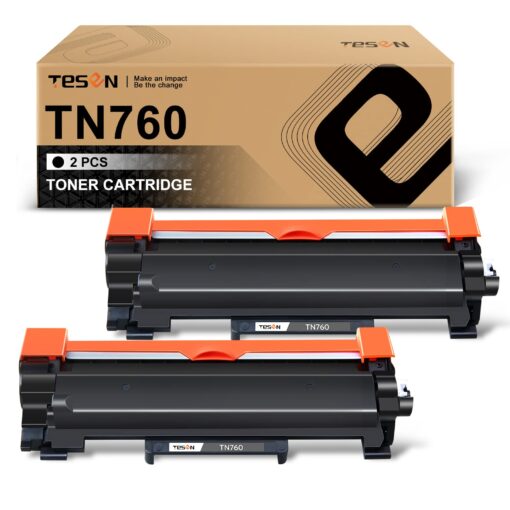 2-Pack TESEN TN760 MFC-L2710DW Toner Compatible Cartridge Replacement for Brother TN760 TN730 for HL-L2325DW HL-L2350DW HL-L2370DW HL-L2390DW HL-L2395DW MFC-L2690DW MFC-L2717DW MFC-L2750DW DCP-L2551DW