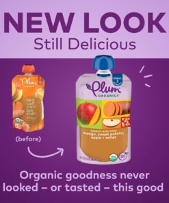 Plum Organics Stage 2 Organic Baby Food - Mango, Sweet Potato, Apple, and Millet - 3.5 oz Pouch (Pack of 12) - Organic Fruit and Vegetable Baby Food Pouch Mango,sweet potato,apple,millet 11 71rUT3tLvBL
