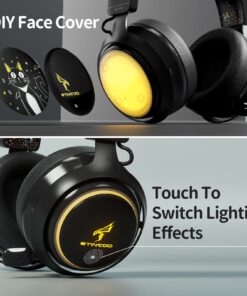 EASARS Wireless Cat Ear Headphones, Black Gaming Headset Bluetooth 5.0 for Smartphone, Retractable Mic, 50mm Drivers, RGB Lighting Headset with Mic (USB Dongle Not Included) 12 71rVczGE4aL