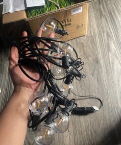 Outdoor String Lights 25 Feet G40 Globe LED Patio Lights with 13 Edison Plastic Bulbs(1 Spare), Waterproof Connectable Hanging Christmas Lights for Backyard Porch Balcony Party Xmas Decor, Black Black - LED 25 ft 41 71rW5I9qEUL