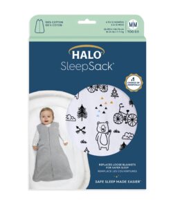 HALO SleepSack, 100% Cotton Wearable Blanket, Swaddle Transition Sleeping Bag, TOG 0.5, Huggy Bears, Medium, 6-12 Months Medium (Pack of 1) 10 71rWxaicdiL