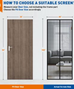 Alternative view of MAGZO Magnetic Screen Door Fit Door Size 38 x 99 Inch, Screen Size 40" x 100" Fiberglass Mesh Curtain Middle Opening Screen with Full Frame Hook&Loop-Gray Grey
