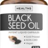 Black Seed Oil - 120 Softgel Capsules Skin Health (Non-GMO & Vegan) Cold-Pressed Nigella Sativa Producing Pure Black Cumin Seed Oil with Vitamin E - 500mg Each, 1000mg Per 2 Capsule Serving Capsules (120 Count) 44 71rYU6DwzPL 1
